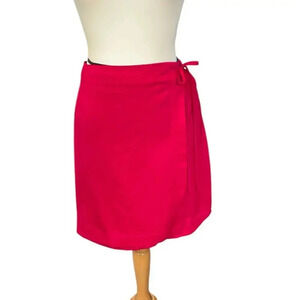 A New Day Womens Satin Mini A-Line Skirt Size Large Pink Side Tie Button Closure